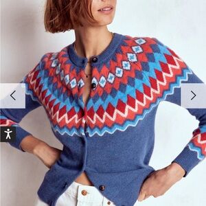 Boden Fair Isle Cardigan sweater NWT size S